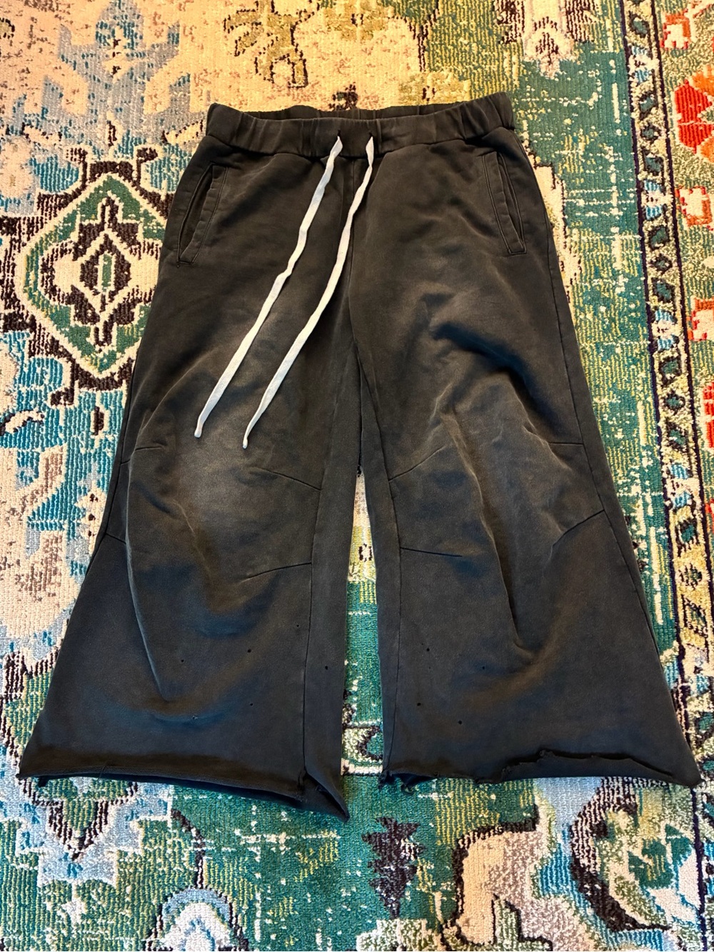 Super Wide Leg Goth Black Sweatpants Rick Owens style